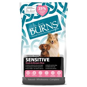 2x zooPisteitä: Burns -kuivaruoat koirille! - 12 kg Sensitive+ Duck & Brown Rice