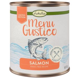6x800g Menu Gustico lohi, porkkana, alfalfa ja pinaatti Lukullus