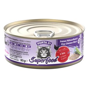 24x80g Superfood kanaa ja chian siemeniä Porta 21 kissan märkäruoka