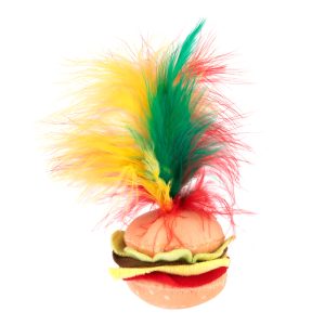 Crinkle Burger -kissanlelu höyhenillä 1kpl