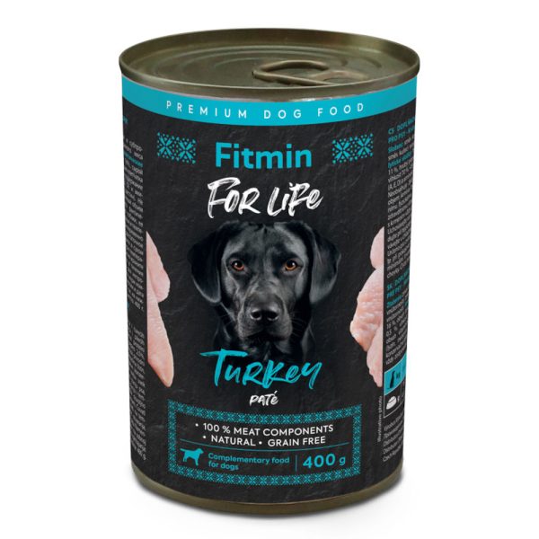 6x400g Fitmin Dog For Life Kalkkuna koiranruoka märkä koiranruoka