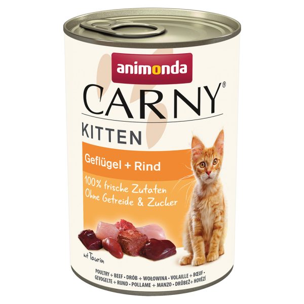 12x400g Kitten siipikarja & nauta Animonda Carny -kissanruoka