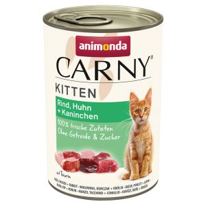 12x400g Kitten nauta, kana & kani Animonda Carny -kissanruoka