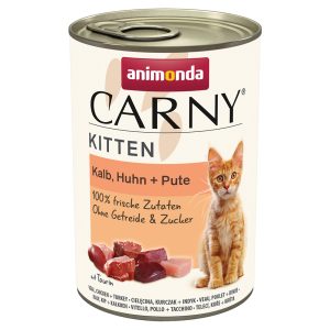12x400g Kitten vasikka, kana & kalkkuna Animonda Carny -kissanruoka