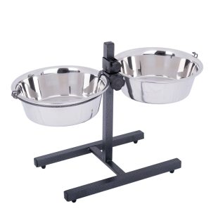 2x1,8l Ruokakulhoteline teräskupilla Ø21 cm max kork. 38cm koiralle