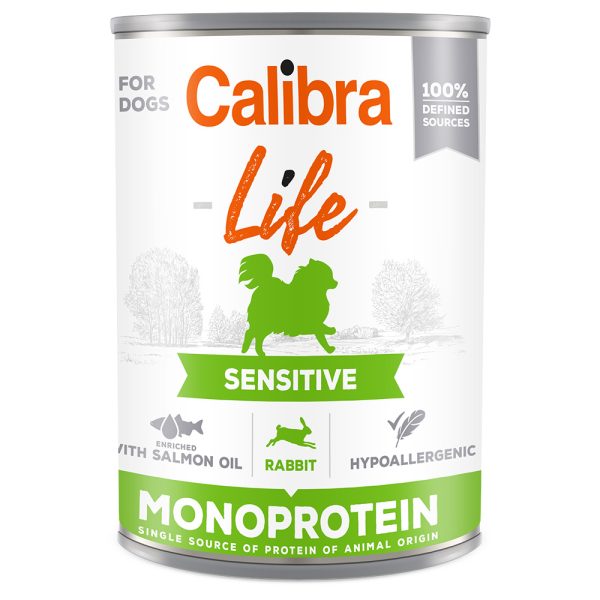 Ekonomipakkaus: 12x400g Calibra Dog Life Adult Sensitive Rabbit koiranruoka märkä