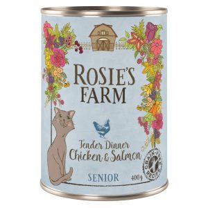 6x400g Senior kana & lohi Rosie's Farm kissan märkäruoka