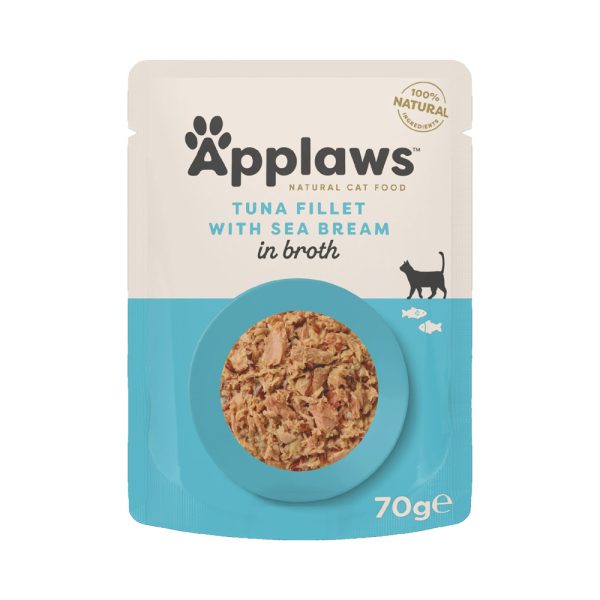 96x70g Applaws märkäruokapussi-säästöpakkaus tonnikalafileet & kultaotsa-ahven