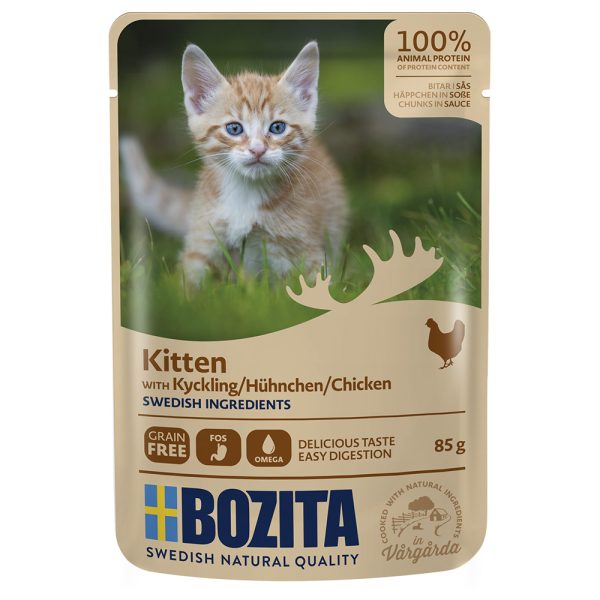 12x85g Kitten paloja kastikkeessa kana Bozita kissan märkäruoka
