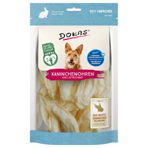4x70g kuivatut kaninkorvat ilman turkkia Dokas-koiranherkut