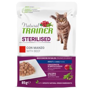 12x85g naudanlihaa aikuisille steriloitu Natural Trainer märkä kissa