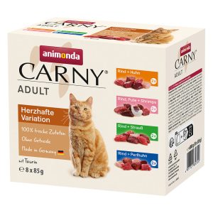 8x85g lajitelma II 4 makua Pouch Animonda Carny kissaruoka