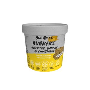 150g BugBell BugKeks aikuisten hyönteisiä, banaania ja chia-siemeniä koiran välipaloja
