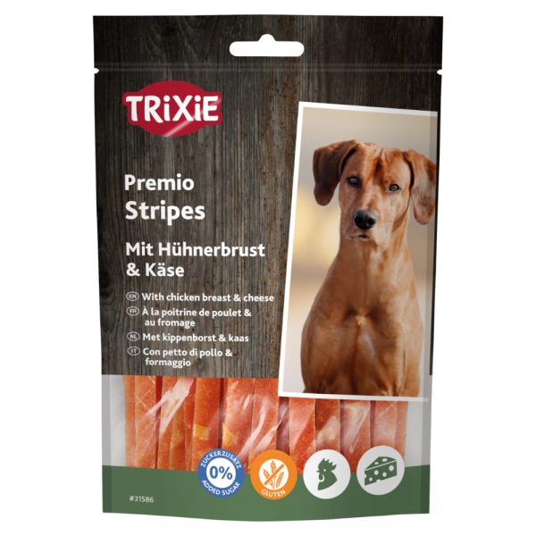 100g Trixie PREMIO Strips kanaa ja juustoa sisältäviä koiran välipaloja