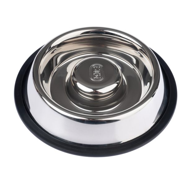 1120ml, Ø29cm TIAKI Slow-Feeding Silvered -ruokakuppi koira