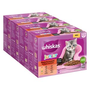 144x85g Whiskas Junior Pouches perinteinen kastikevalikoima