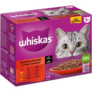 12x85g Adult 1+ perinteinen kastikevalikoima Whiskas-kissanruoka