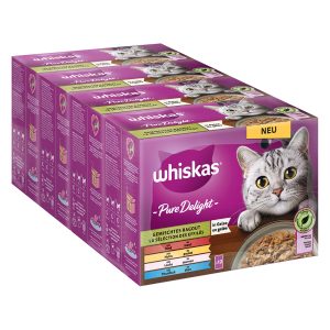144x85g Whiskas Pure Delight Pouches monen maun ragu hyytelössä