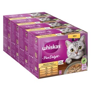 144x85g Whiskas Pure Delight Pouches siipikarjaragu hyytelössä