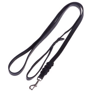Nahkahihna punomalla kiinnitetty karbiinihaka musta 200cm/18mm Heim