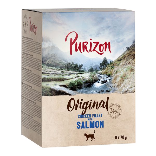 6x70g Adult kanafilee & lohi viljaton Purizon kissan märkäruoka