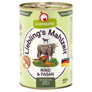 6x400g suosikkiateria nauta & fasaani Granatapet märkäruoka