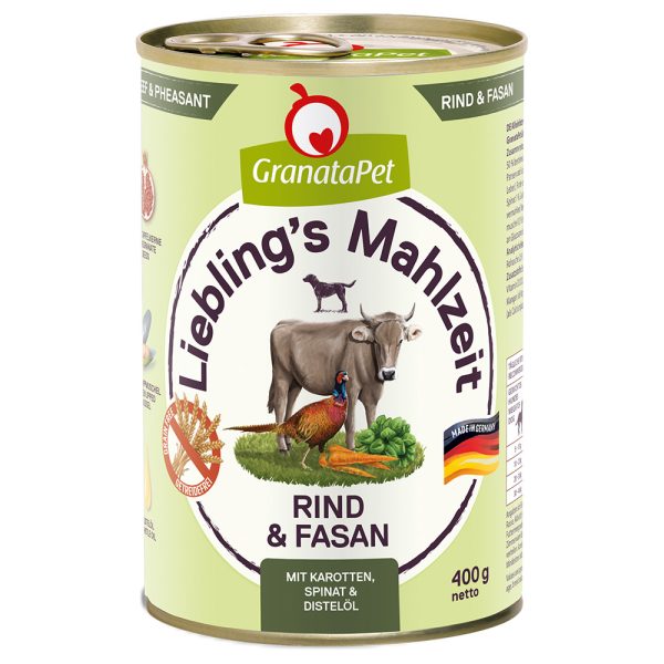 6x400g suosikkiateria nauta & fasaani Granatapet märkäruoka