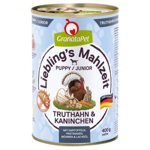 6x400g Junior suosikkiateria kalkkuna & kani Granatapet märkäruoka