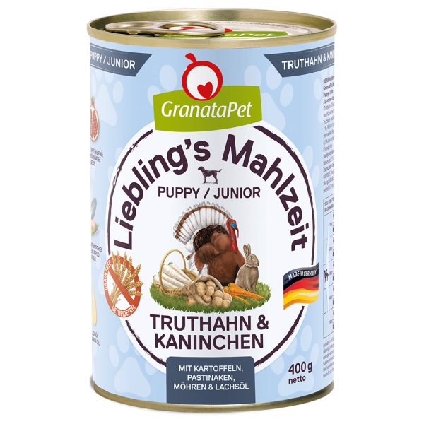 6x400g Junior suosikkiateria kalkkuna & kani Granatapet märkäruoka
