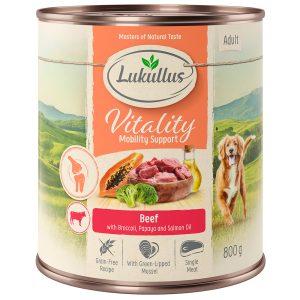 6x800g Vitality Nivelet nauta viljaton Lukullus koiran märkäruoka
