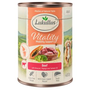 6x400g Vitality Nivelet nauta viljaton Lukullus koiran märkäruoka