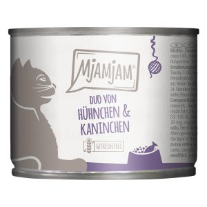 6x 200g MjAMjAM Duo Juicy Chicken & Rabbit höyrytetyllä kurpitsalla Märkä kissanruoka