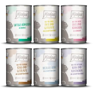 Ekonomipakkaus: 24x400g Mixpack MjAMjAM Mix 2 (6 lajiketta) märkäruokaa kissoille