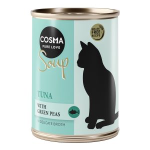 24x 100g Cosma Soup Tonnikala vihreillä herneillä märkäruokaa kissoille