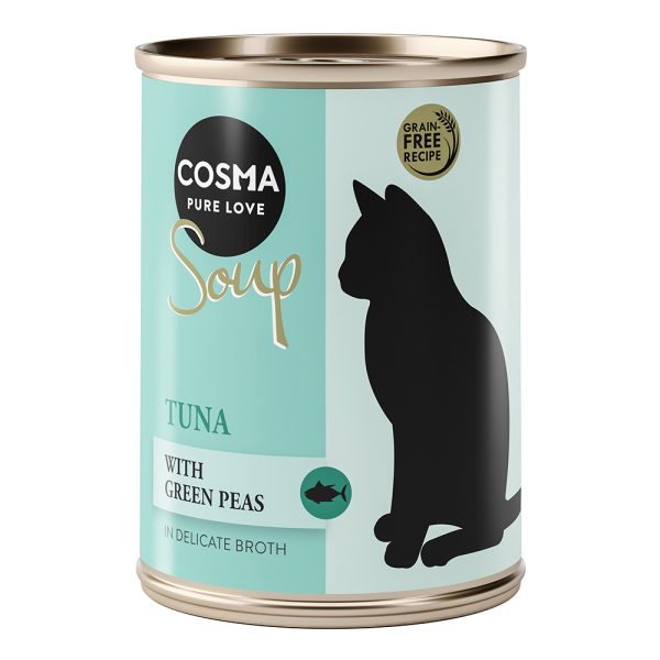24x 100g Cosma Soup Tonnikala vihreillä herneillä märkäruokaa kissoille