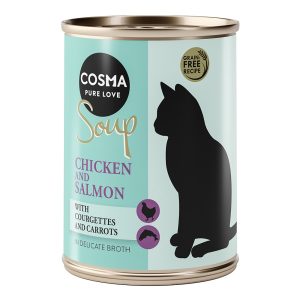 6x 100g Cosma Soup kananrinta, lohi, kesäkurpitsa ja porkkana märkäruoka kissoille
