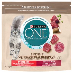 1,1kg Grain Free Sterilized nauta Purina ONE kissan kuivaruoka