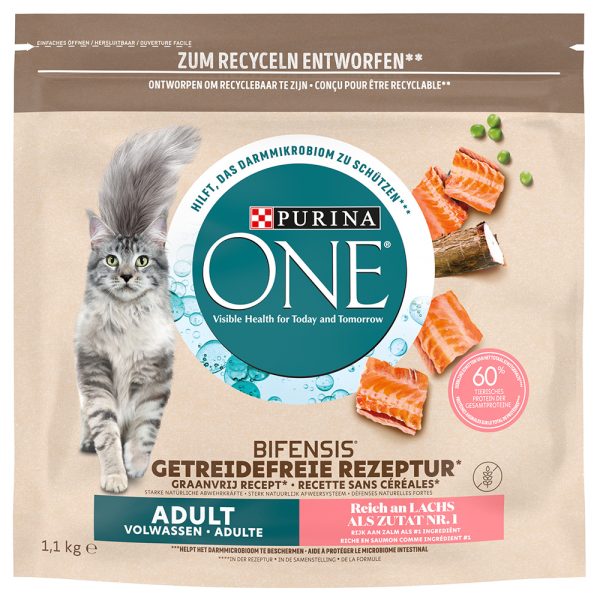 3x1,1kg Grain Free Adult lohi Purina ONE kissan kuivaruoka