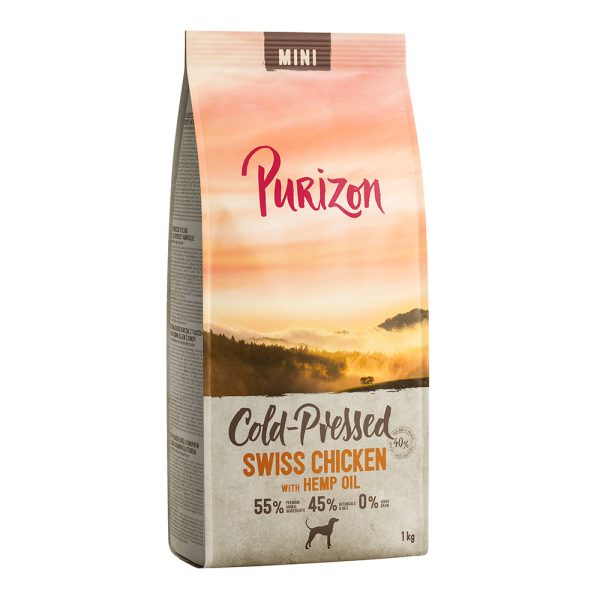 1kg Purizon Coldpressed Mini sveitsiläinen kana & hamppuöljy koiran kuivaruoka