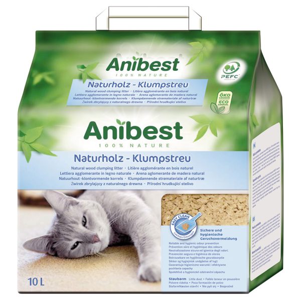 2x10l (n.4,3kg) luonnonpuinen kissanhiekka Anibest