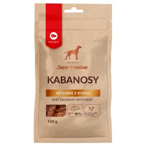 100g Maced Super Premium naudanlihamakkarat riisin kanssa koiran välipaloja