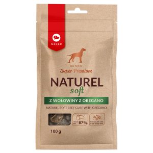 100g Maced Super Premium Naturel pehmeä naudanliha oreganolla koiran välipalojen kanssa