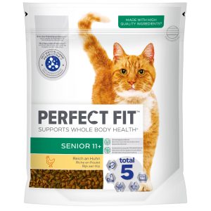 Ekonomipakkaus: 6x750g Perfect Fit Senior 11+ Runsaasti kanaa sisältävä kissan kuivamuonapakkaus