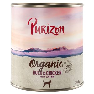 6x800g Organic luomuankkaa, luomukanaa & luomukesäkurpitsaa Purizon koiran märkäruoka