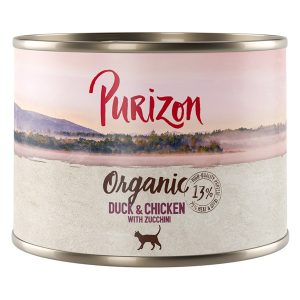 12 x 200 g / 400 g Purizon kissanruoka erikoishintaan! - Luomu: ankka, kana & kesäkurpitsa (6 x 200 g)