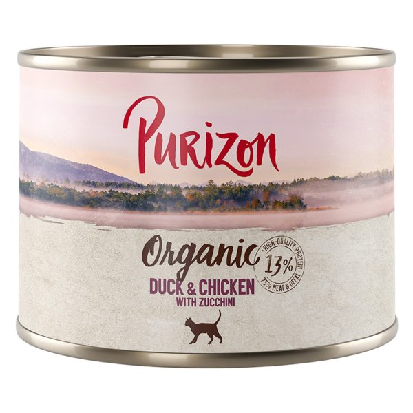 12 x 200 g / 400 g Purizon kissanruoka erikoishintaan! - Luomu: ankka, kana & kesäkurpitsa (6 x 200 g)