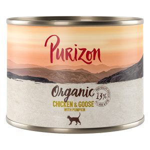 12 x 200 g / 400 g Purizon kissanruoka erikoishintaan! - Luomu: kana, hanhi & kurpitsa (12 x 200 g)