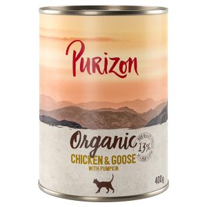 12 x 200 g / 400 g Purizon kissanruoka erikoishintaan! - Luomu: kana, hanhi & kurpitsa (12 x 400 g)