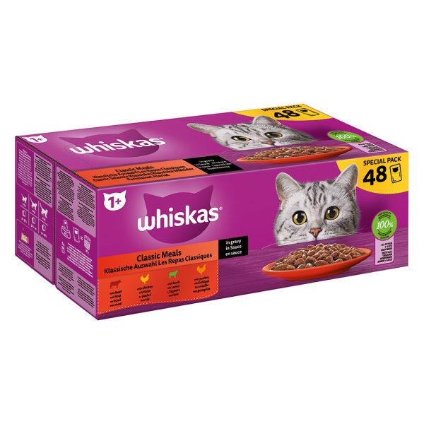 48x85g 1+ Adult Meal Pouches naudanliha/lammas/siipikarja/kana Whiskas