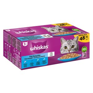 48x 85g Megapack Whiskas 1+ Adult Fresh Pouch Kalavalikoima hyytelössä Märkä kissanruoka, aikuisille